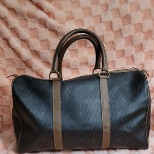 Dior Honeycomb‎ Wkend Travel  Black and Brown  Vintage Duffel Bag 17Lx9Wx13H